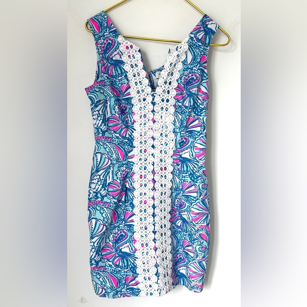 Lilly Pulitzer for Target Anniversary My Fans Blue Pink Shift Dress Women’s Sz 4